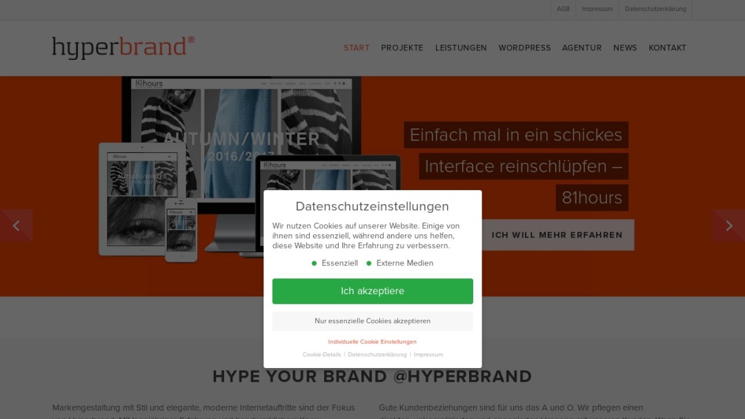 Screenshot of HyperBrand's Website
