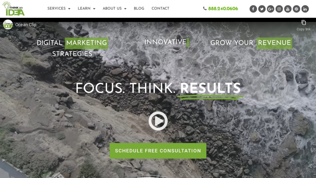 Screenshot of I Think an Idea's Website