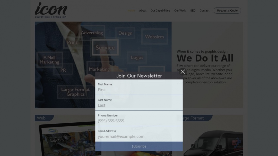 Screenshot of ICON Advertising & Design's Website