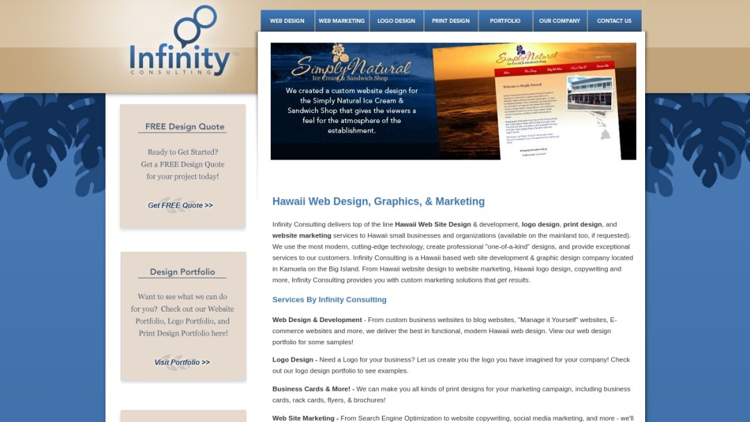 Screenshot of Infinity Consulting's Website