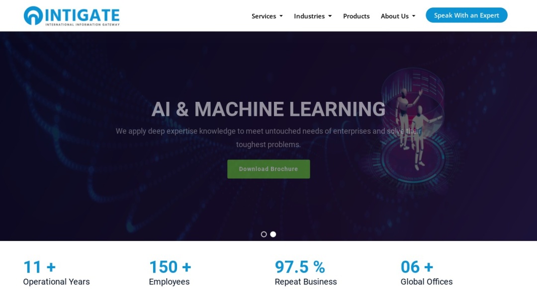 Screenshot of Intigate Technologies Pvt. Ltd.'s Website