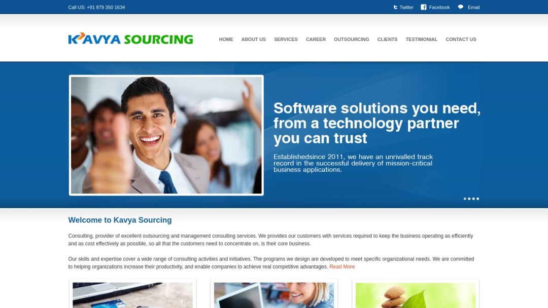 Screenshot of Kavya Sourcing's Website