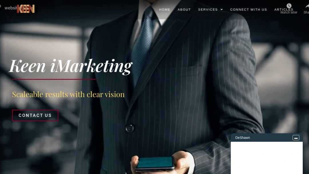 Screenshot of Keen internet marketing's Website