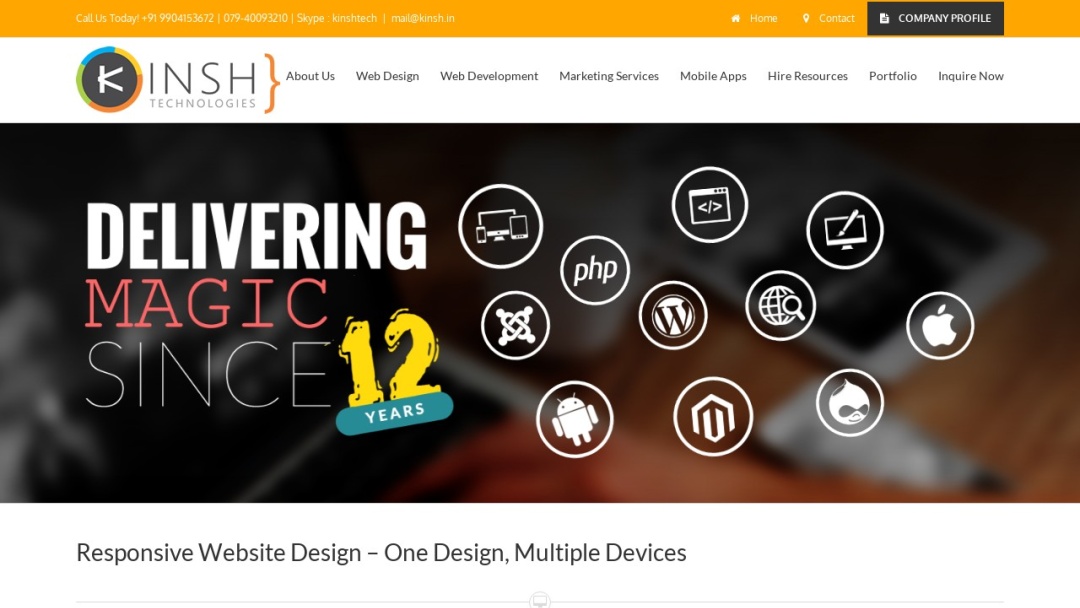 Screenshot of Kinsh Technologies's Website