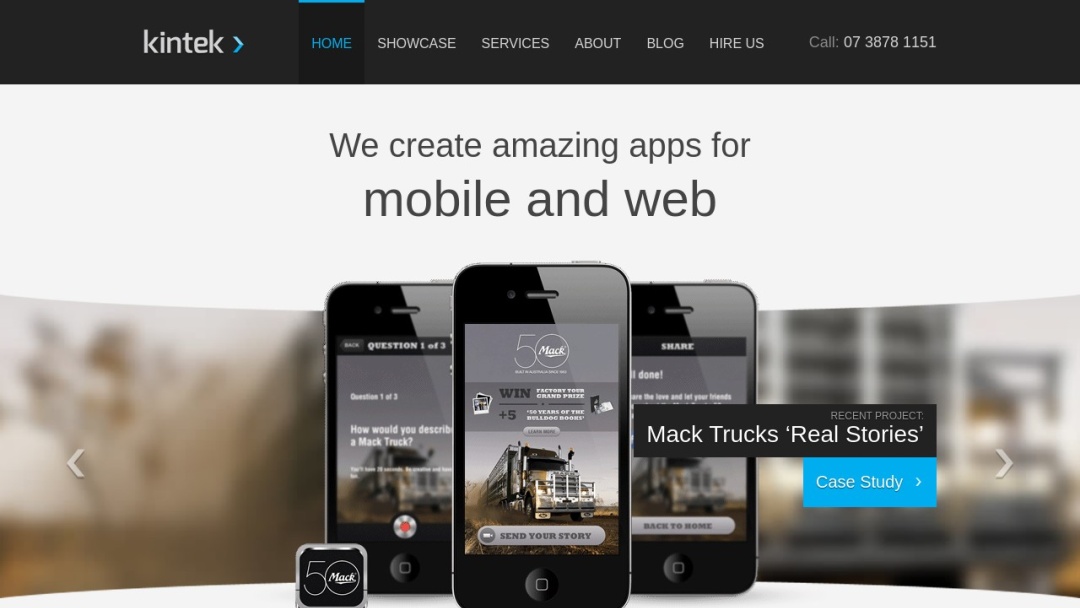 Screenshot of Kintek's Website