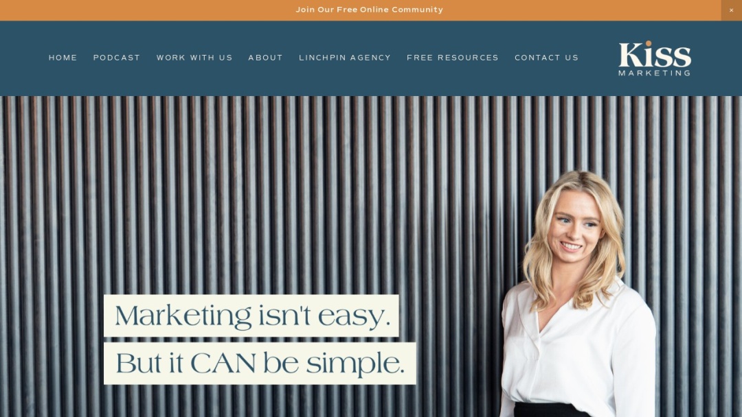 Screenshot of Kiss Marketing's Website