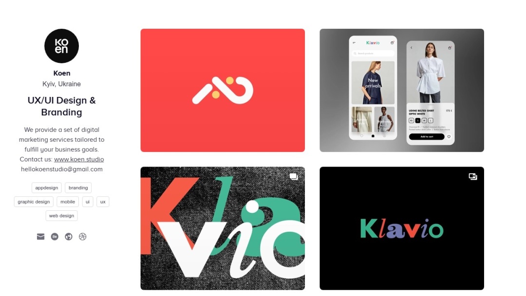 Screenshot of Koen Studio's Website