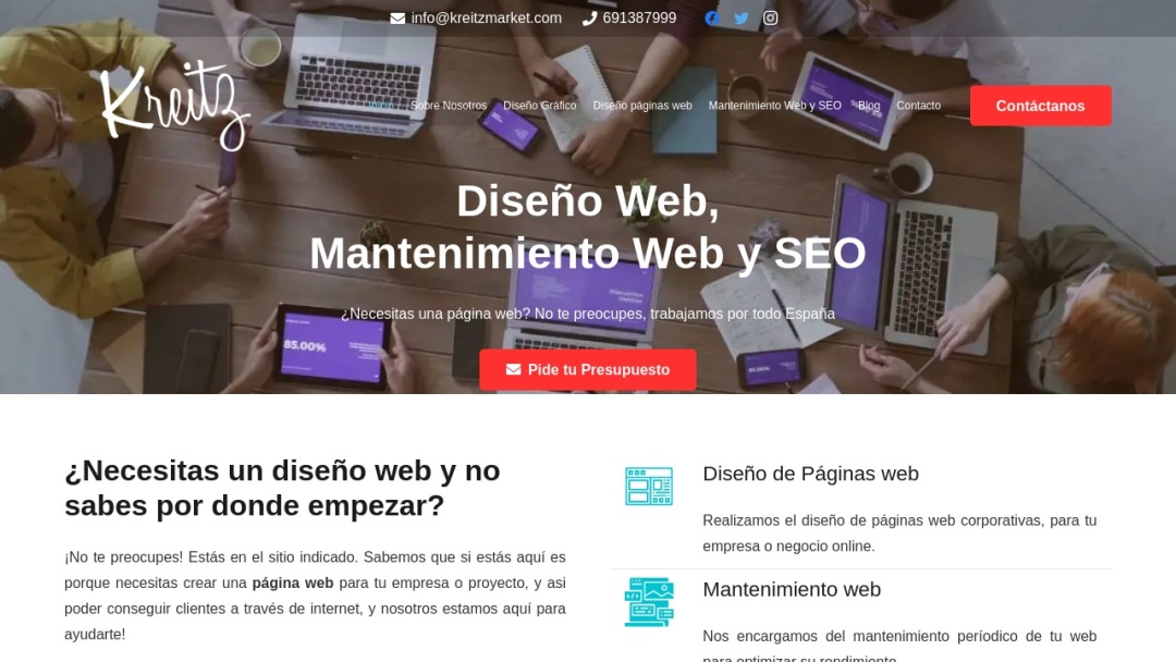 Screenshot of Kreitz-Diseño De Páginas Web's Website