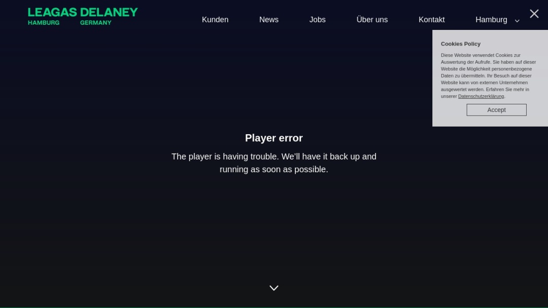 Screenshot of Leagas Delaney Hamburg's Website