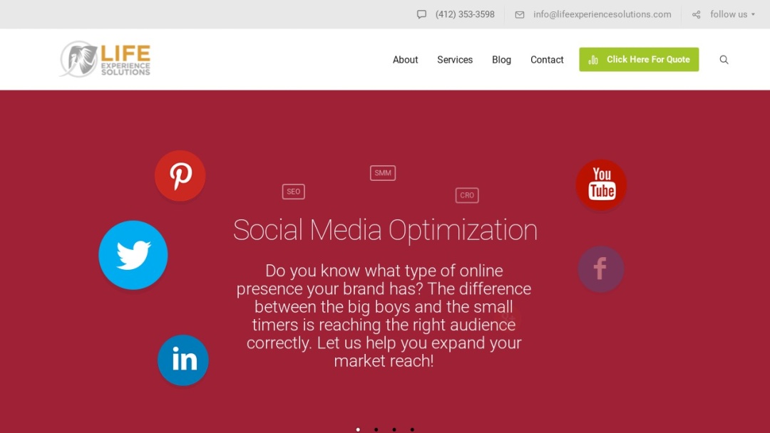 Screenshot of Life Experience Solutions LLC's Website