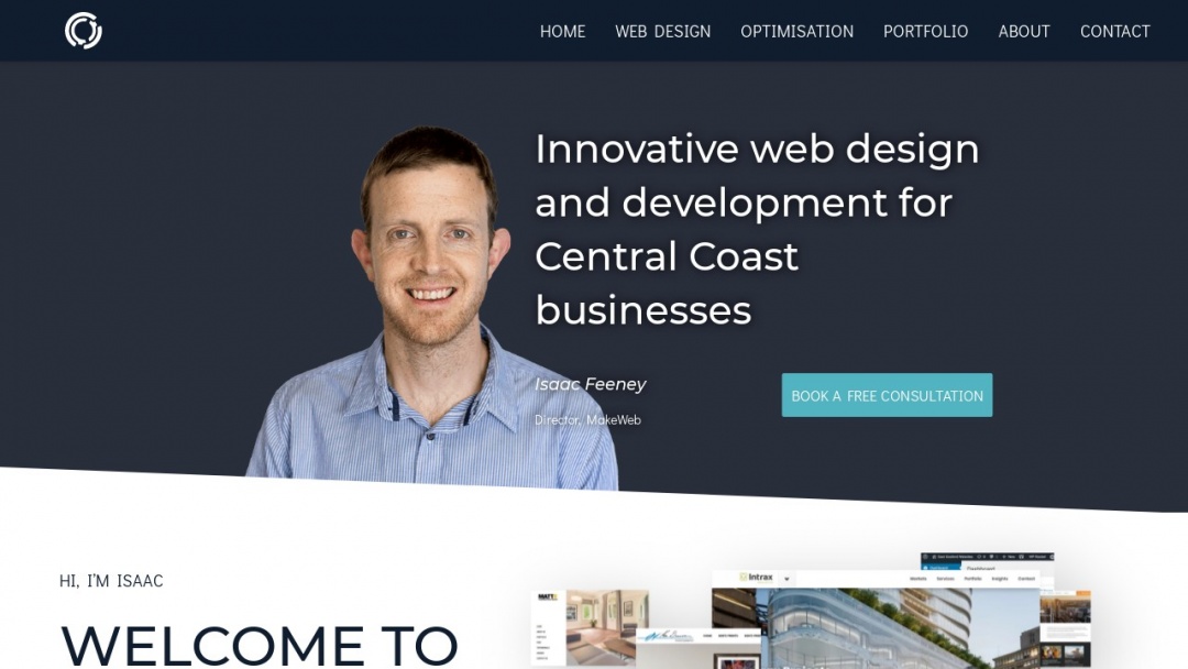 Screenshot of MakeWeb's Website