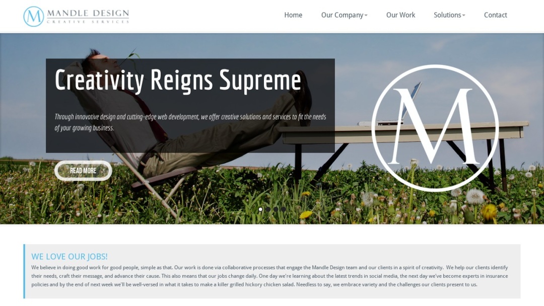 Screenshot of Mandle Design, Inc.'s Website