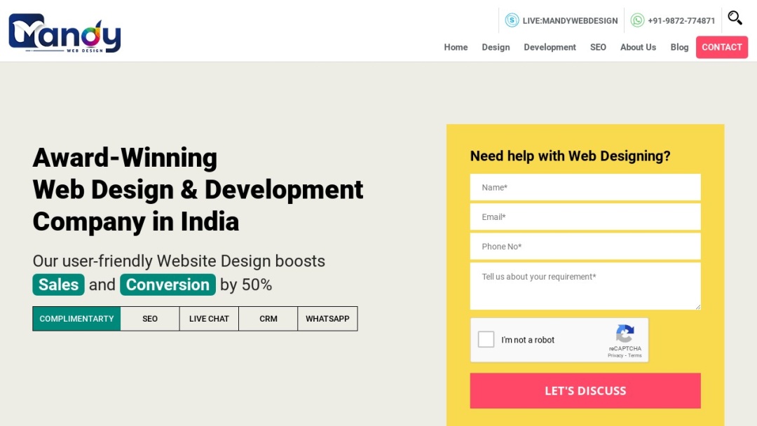 Screenshot of Mandy Web Design's Website