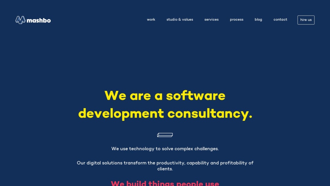 Screenshot of Mashbo's Website