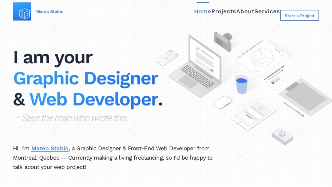 Screenshot of Mateo Stabio's Website