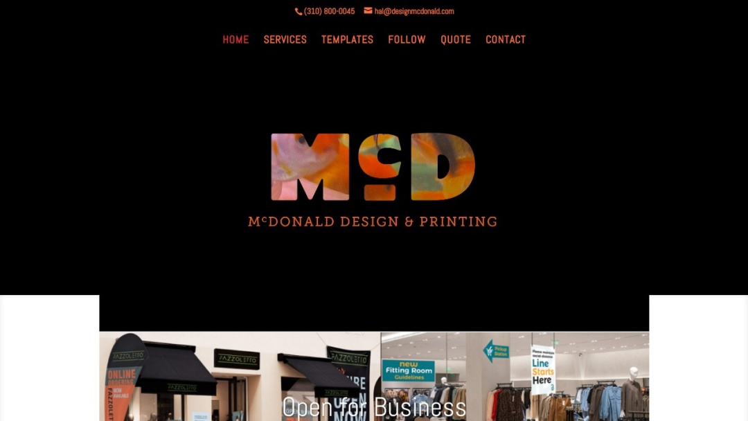 Screenshot of McDonald Design & Printing's Website
