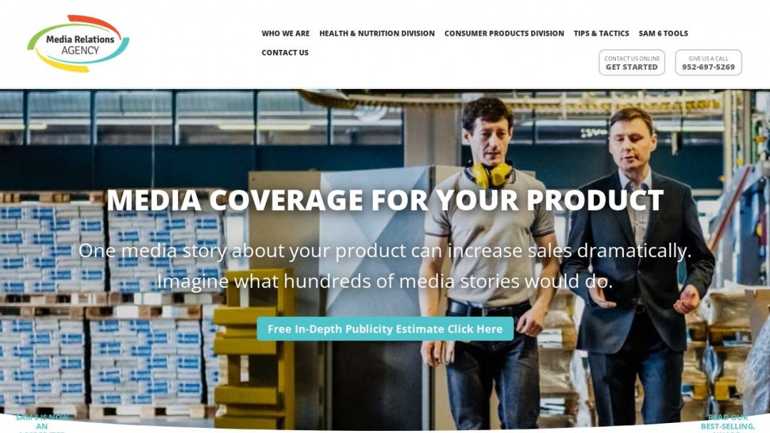 Screenshot of Media Relations Inc.'s Website