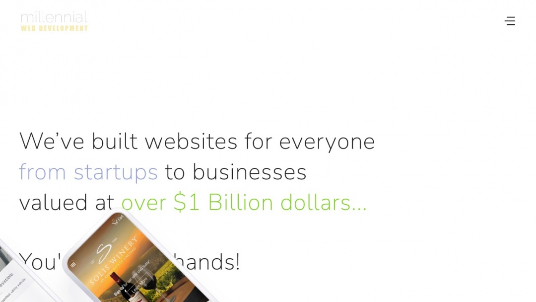 Screenshot of Millennial Web Development's Website
