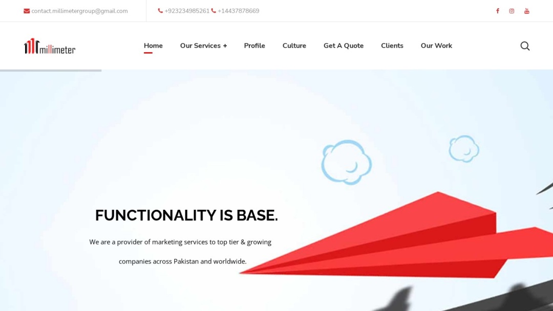 Screenshot of Millimeter's Website