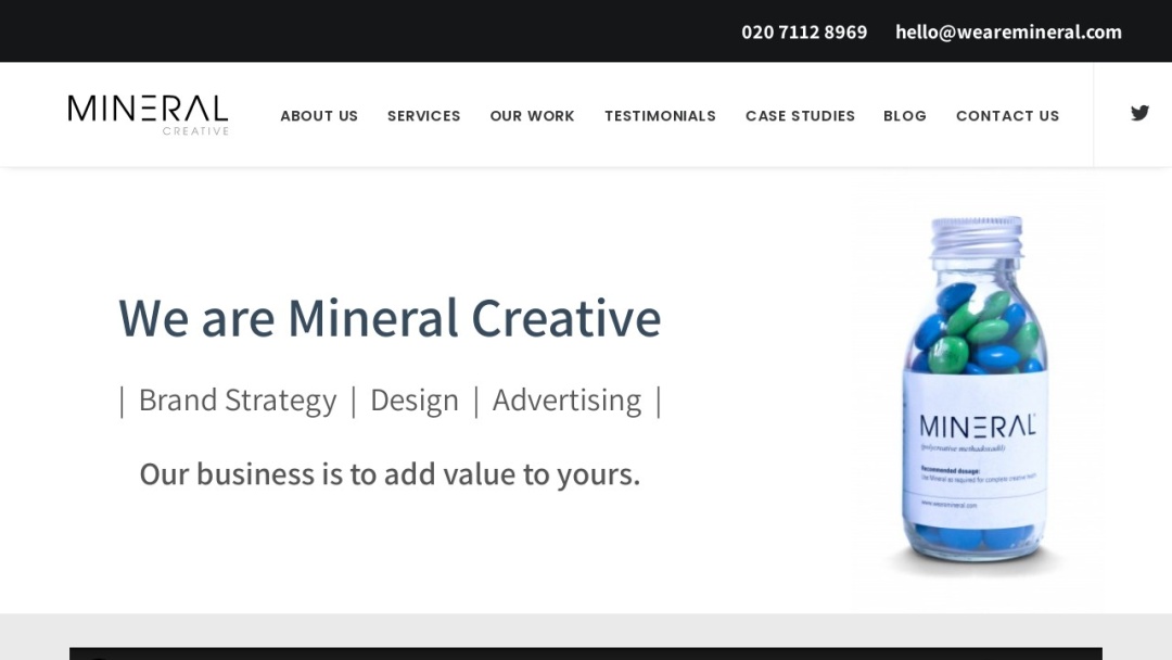 Screenshot of Mineral Creative's Website