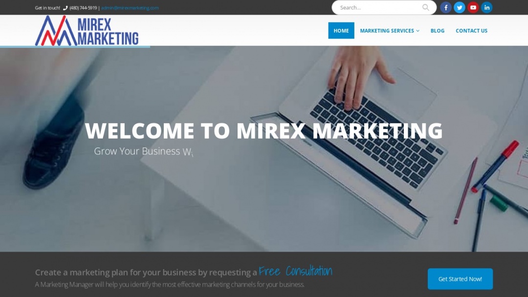 Screenshot of Mirex Marketing's Website