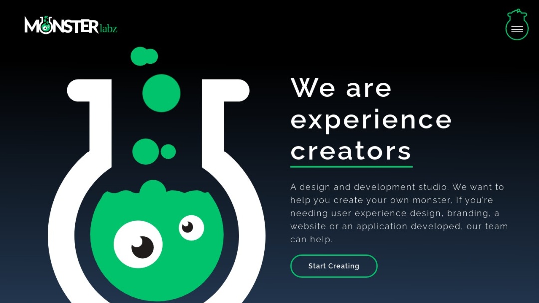 Screenshot of Monster Labz's Website