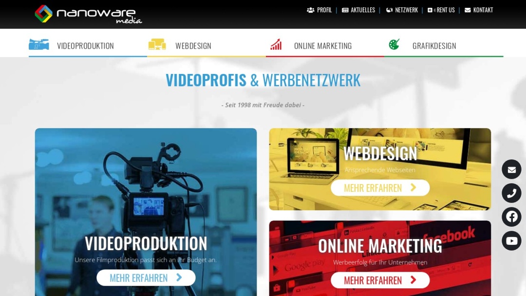 Screenshot of nanoware media's Website