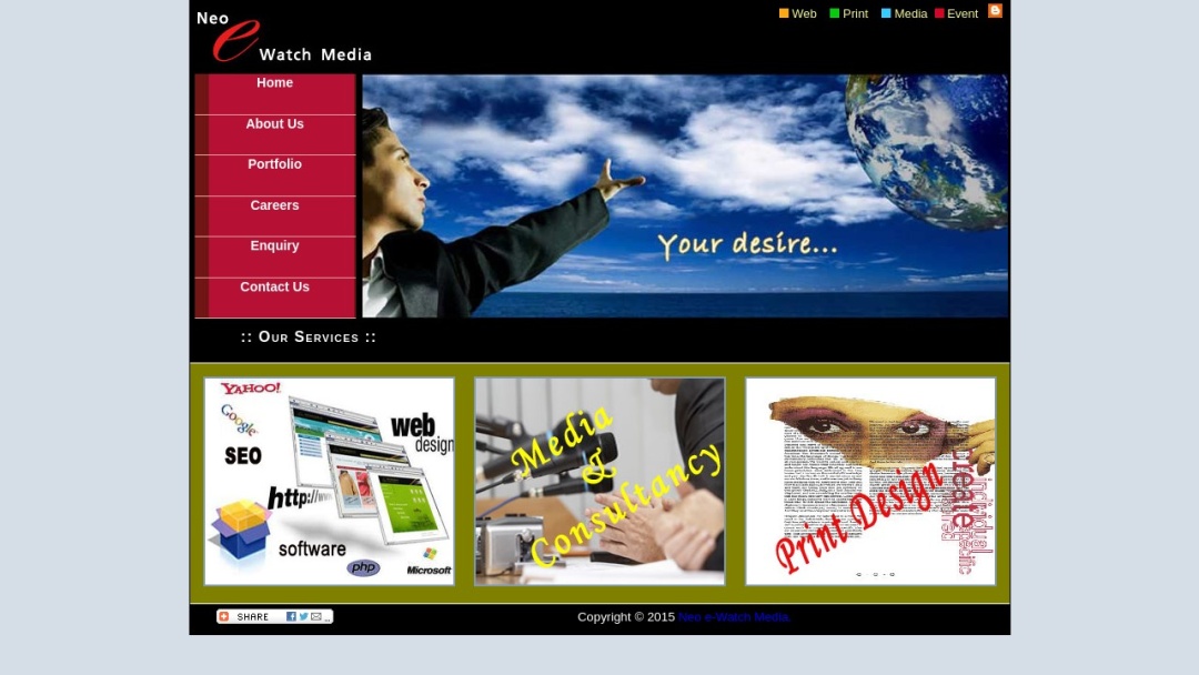Screenshot of Neo e-Watch Media's Website