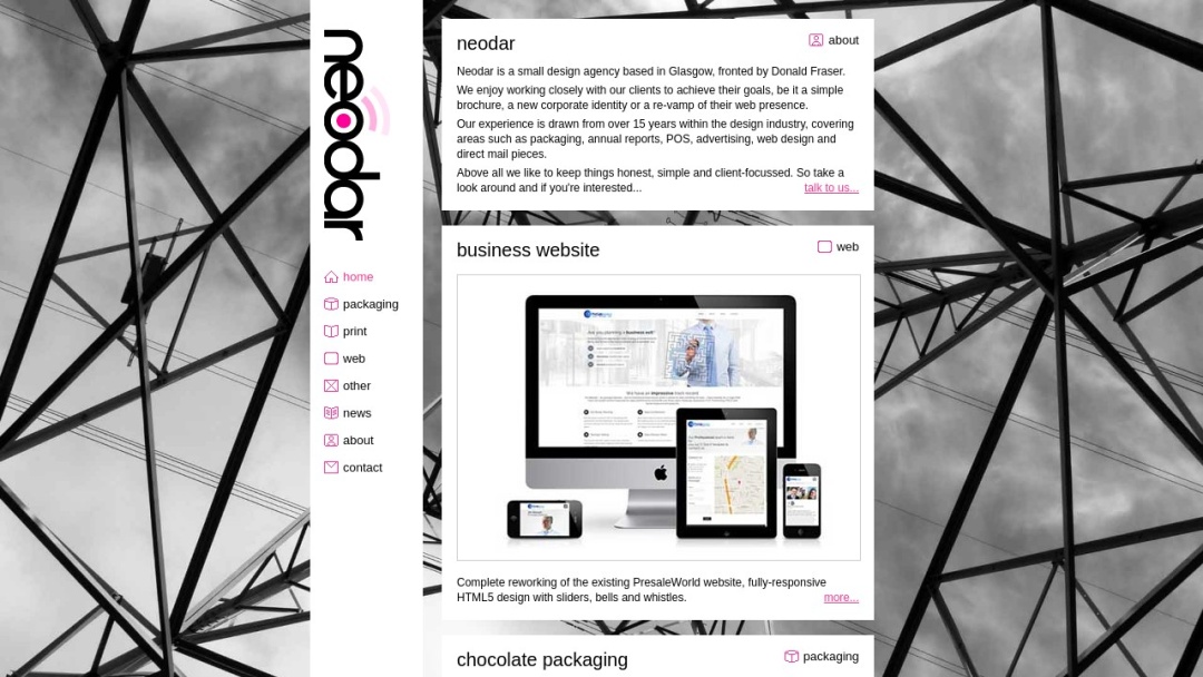 Screenshot of Neodar Limited's Website