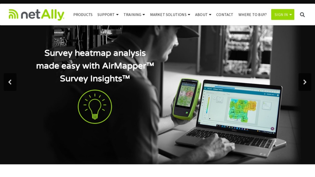 Screenshot of NetAlly's Website