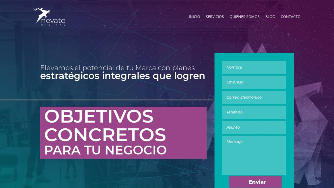 Screenshot of Nevato's Website