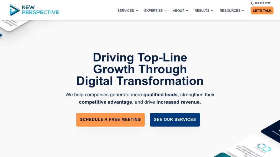 Screenshot of New Perspective Marketing's Website