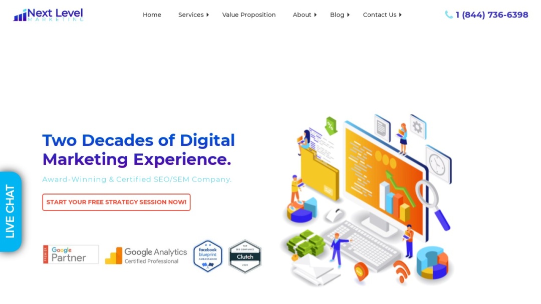 Screenshot of Next Level SEM's Website