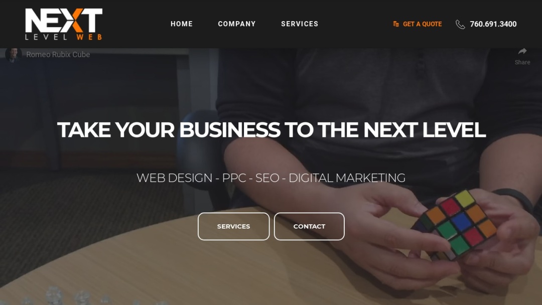 Screenshot of Next Level Web's Website