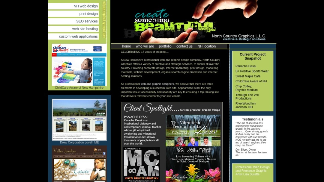 Screenshot of North Country Graphics's Website