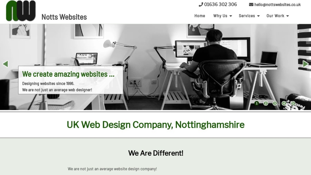 Screenshot of Notts Websites's Website