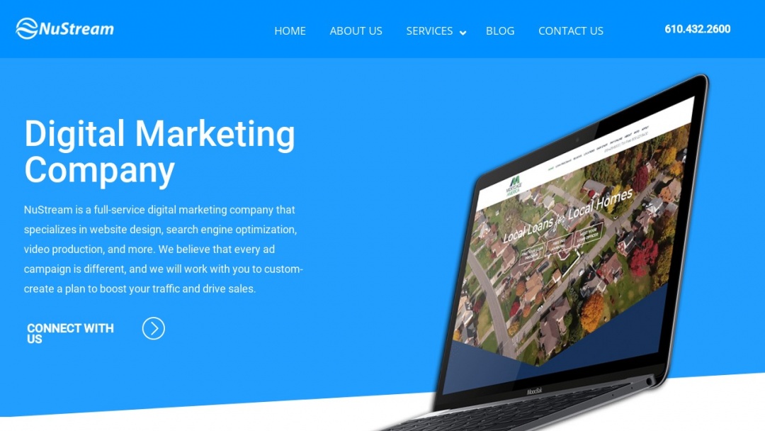 Screenshot of NuStream's Website