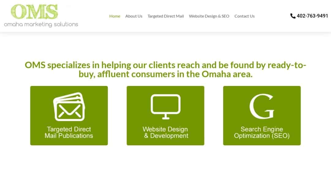 Screenshot of Omaha Marketing Solutions's Website