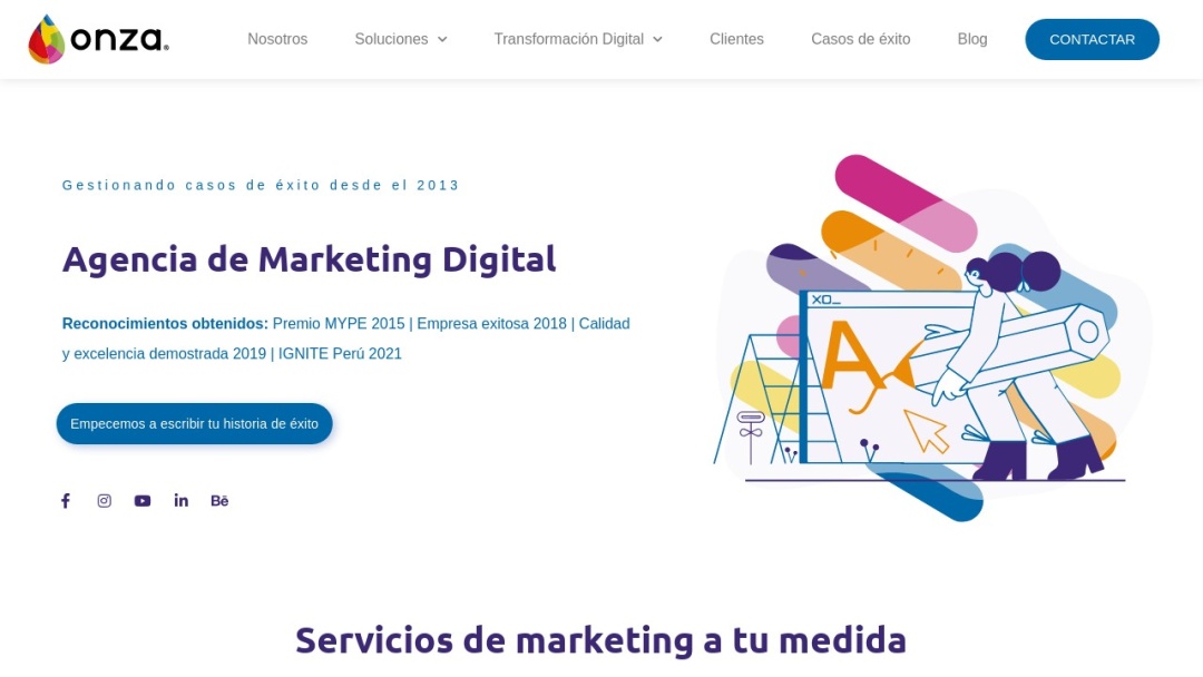 Screenshot of Onza - Agencia de Marketing's Website