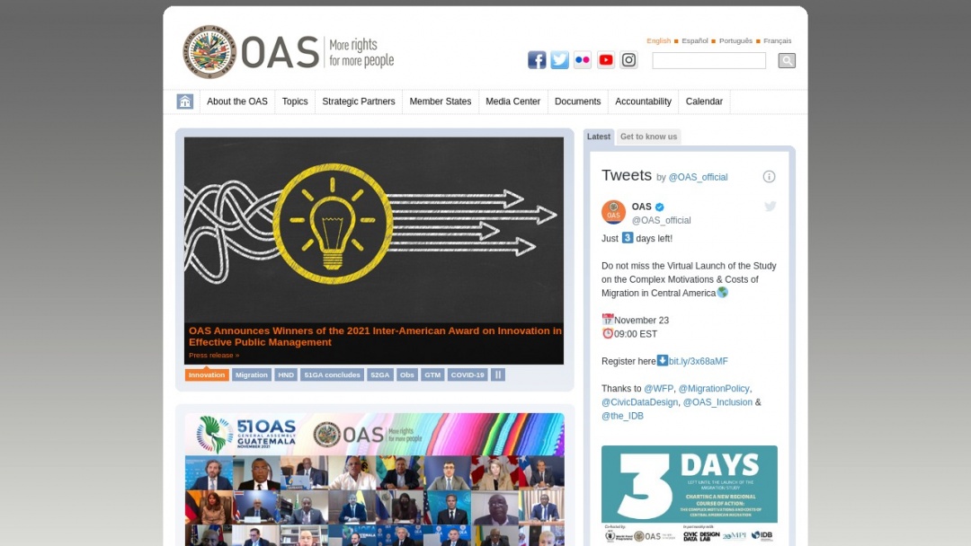 Screenshot of Organización de los Estados Americanos's Website