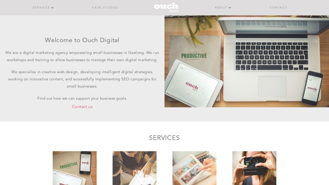 Screenshot of Ouch Digital Agency's Website