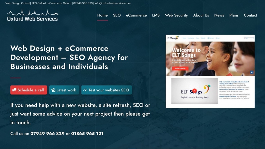 Screenshot of Oxford Web Services's Website