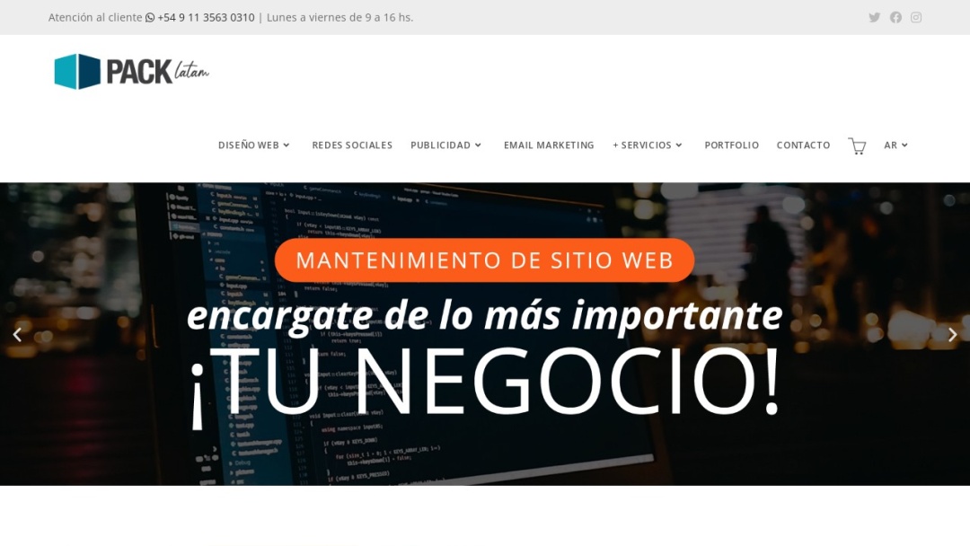 Screenshot of PACK agencia's Website