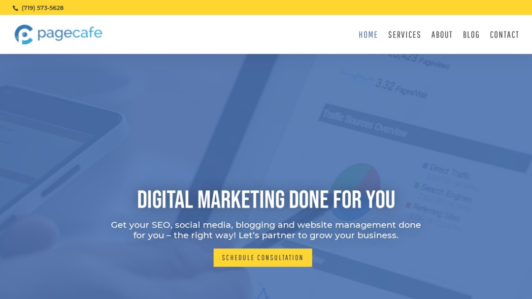 Screenshot of Pagecafe Internet Consulting, Inc.'s Website