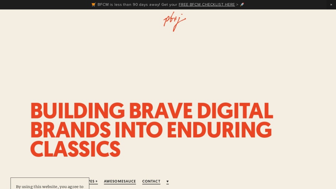 Screenshot of pb+j's Website