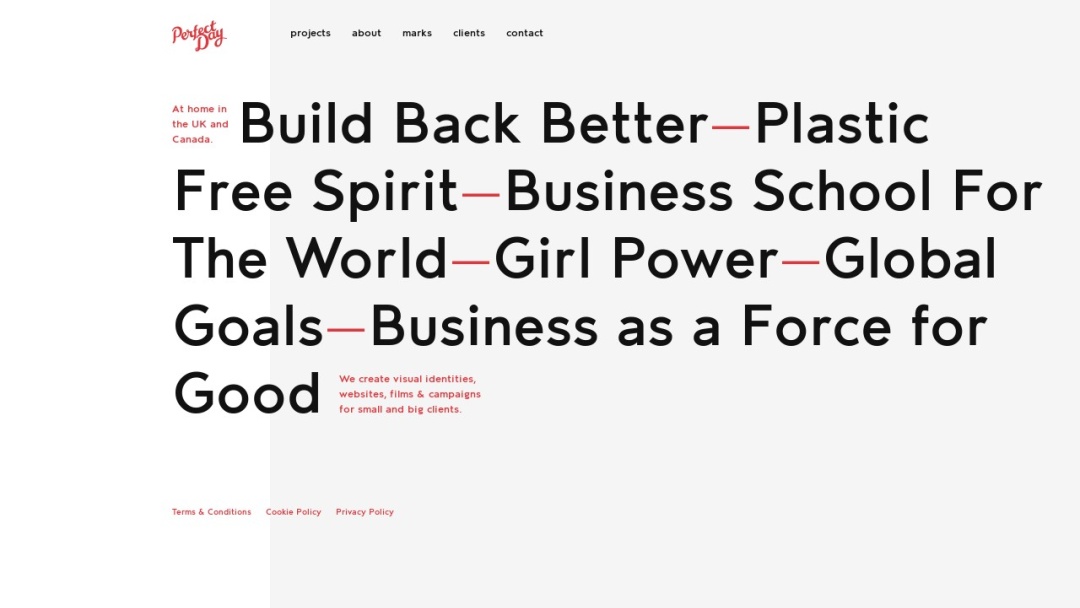 Screenshot of Perfect Day London's Website