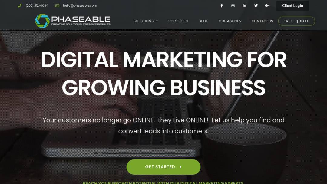 Screenshot of Phaseable's Website