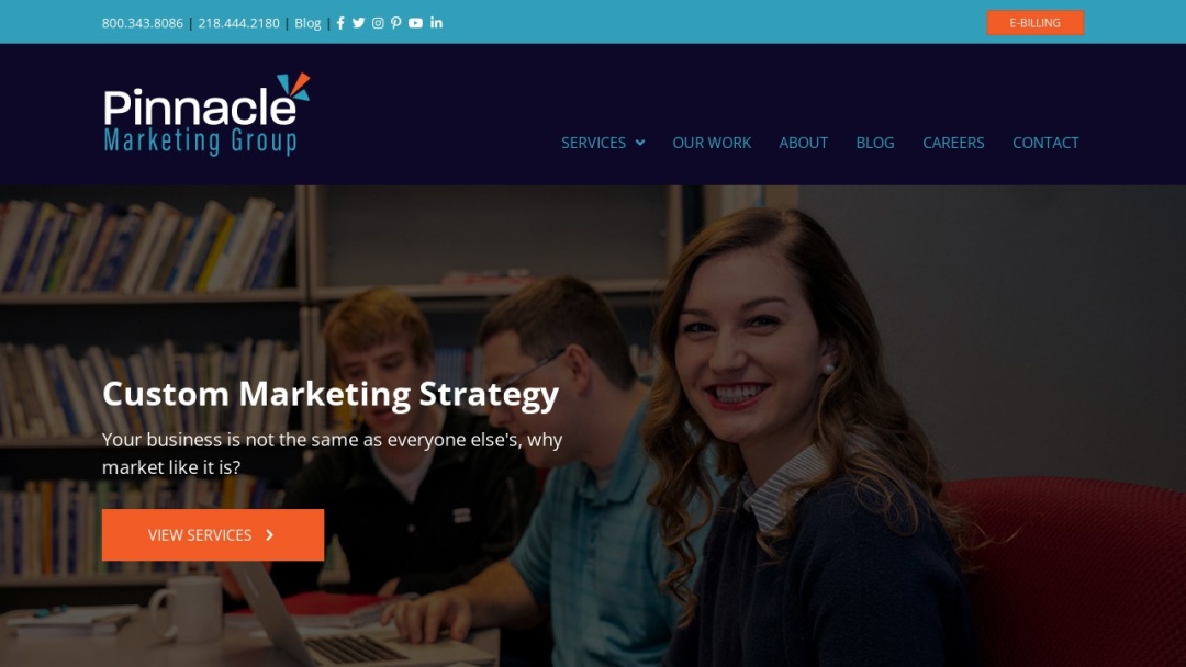Screenshot of Pinnacle Marketing Group's Website