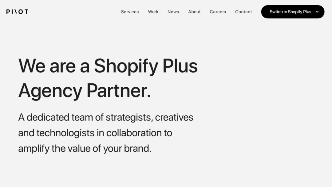 Screenshot of PIVOT's Website