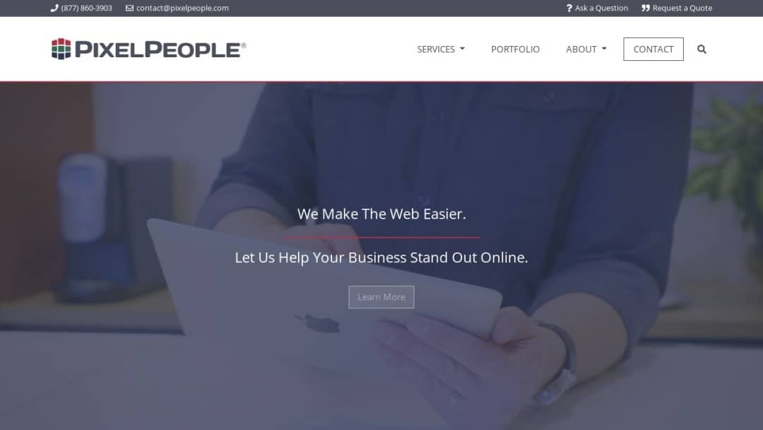 Screenshot of PixelPeople's Website
